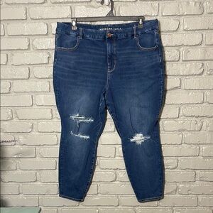 American Eagle Outfitters Blue Distressed Ankle Jeans